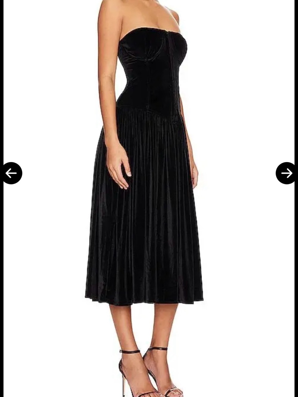 Love the Label Carmen Black Velvet Corset Midi Dress XS Boned Strapless - Picture 2 of 11